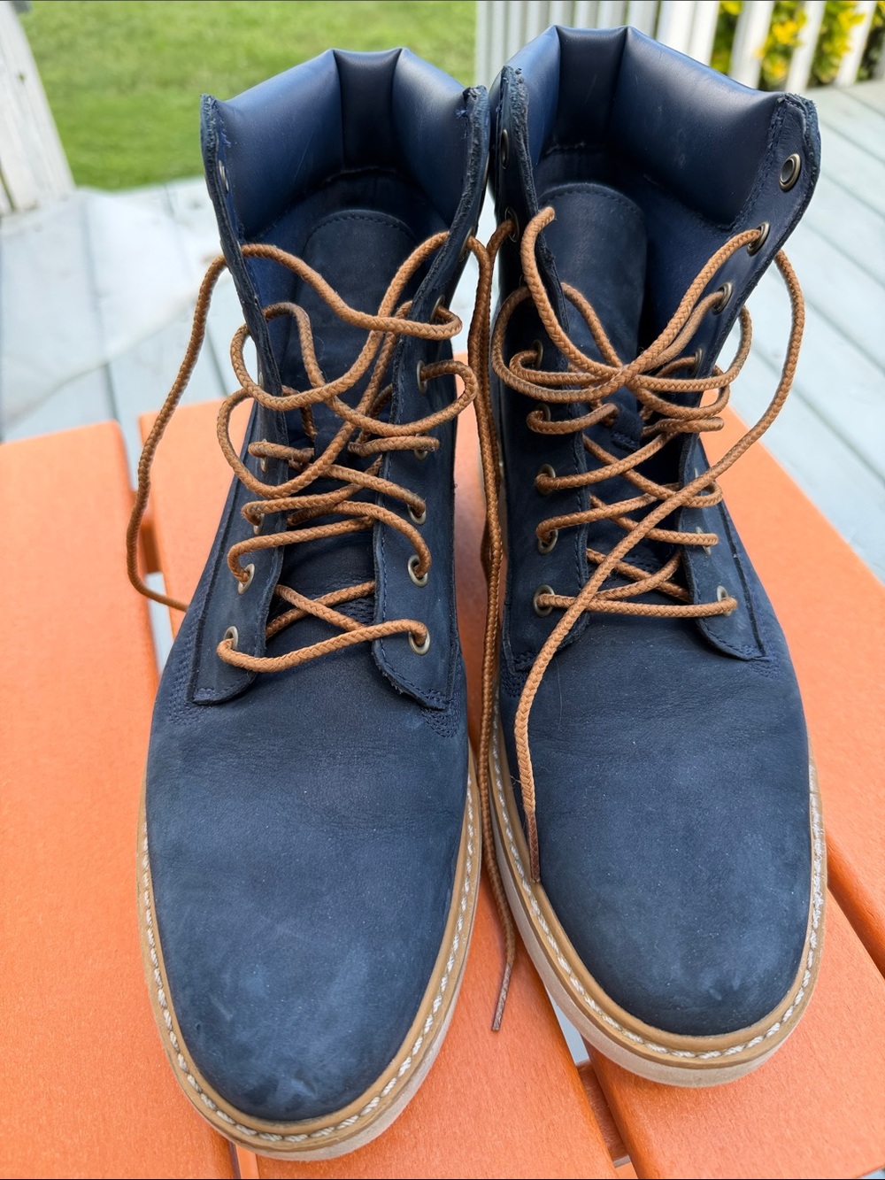 Ladies Timberland Kenniston 6" Lace Up Boots Navy Blue Nubuck Leather size 8 1/2